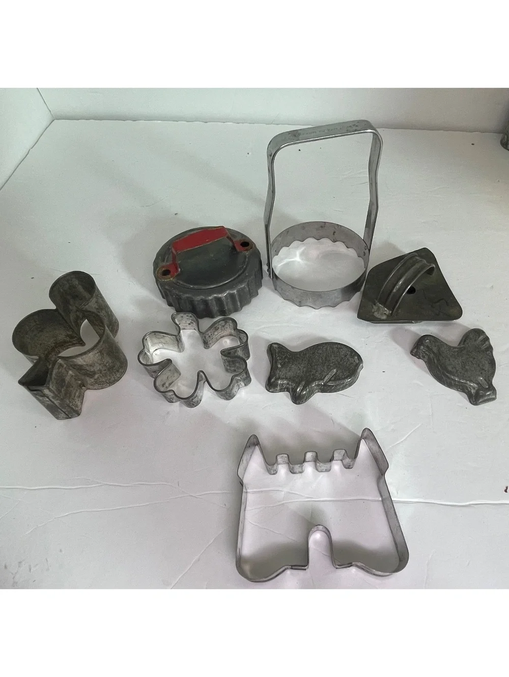 Vintage Metal Cookie Cutter Lot of 8 Castle Biscuit Shamrock Farmhouse Decor